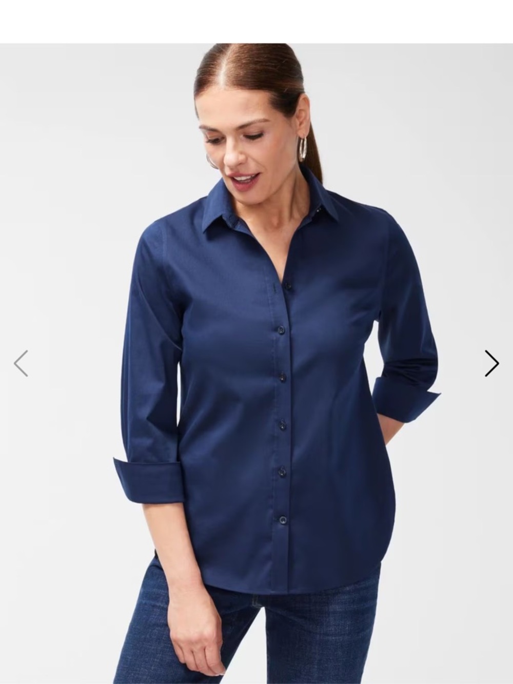Chico's Deep Navy Button-Front Casual Shirt